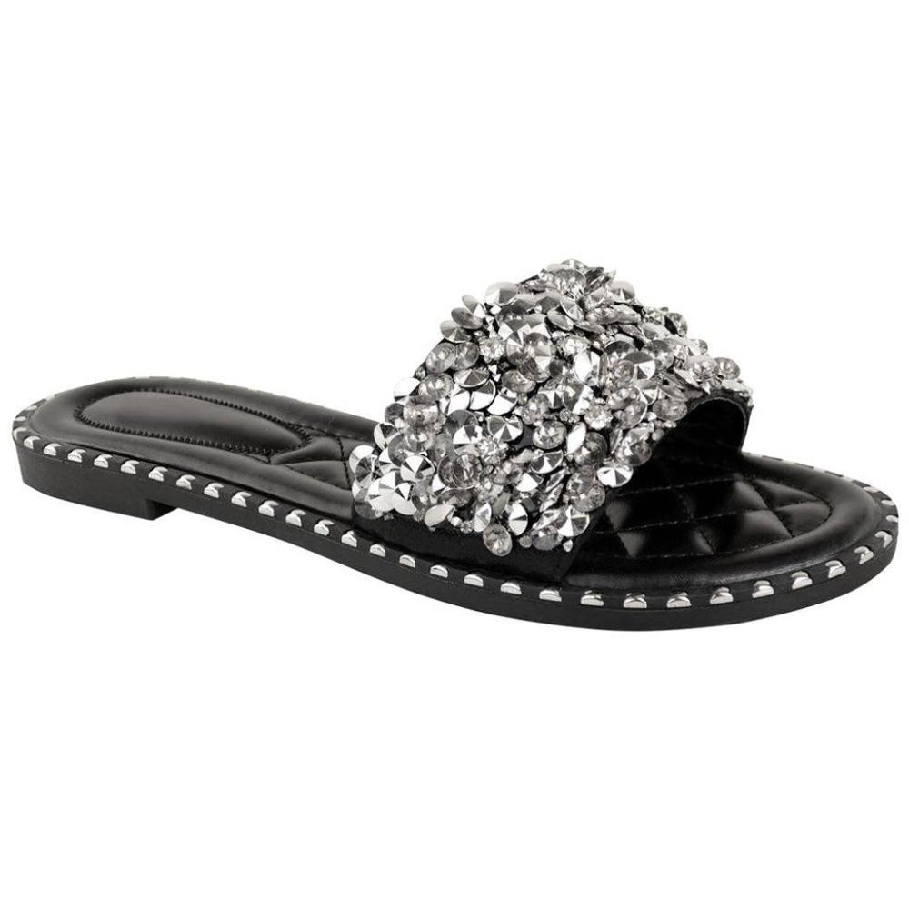 Embellished Black Sandals